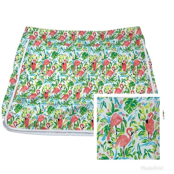 Coral Bay Golf Mini Skirt Skort Size 2X Flamingos Pink Green Tropical Athleisure